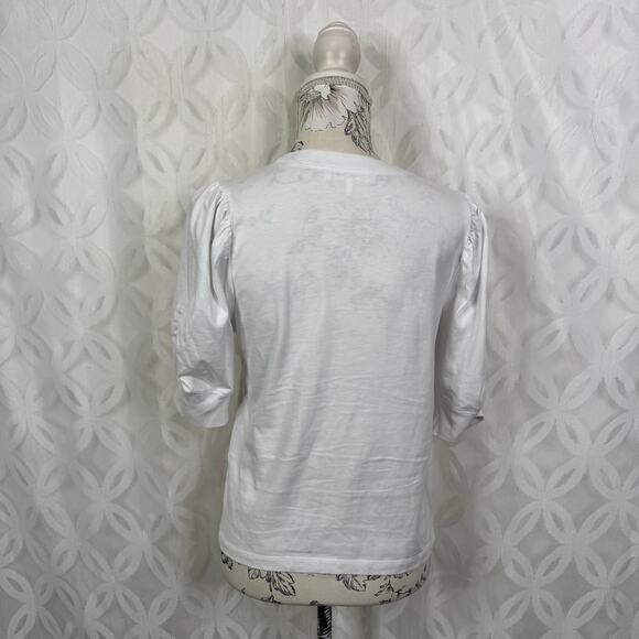 Frame‎ Cotton Frankie White Puff Sleeve Tee  Size S - Picture 6 of 16